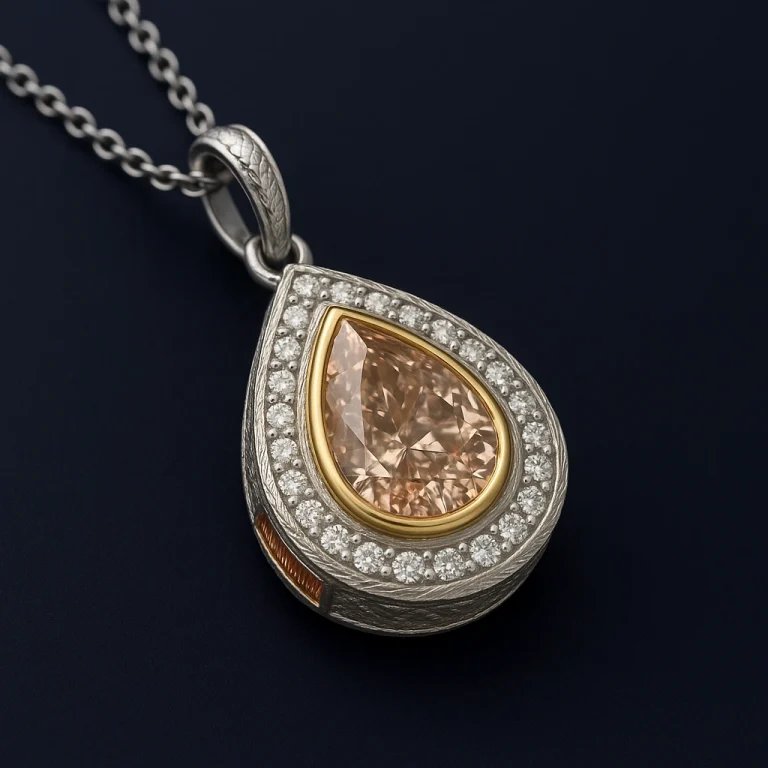 Aurelia Veil 1.85ct Blush-Champagne Pear Diamond Bridal Pendant