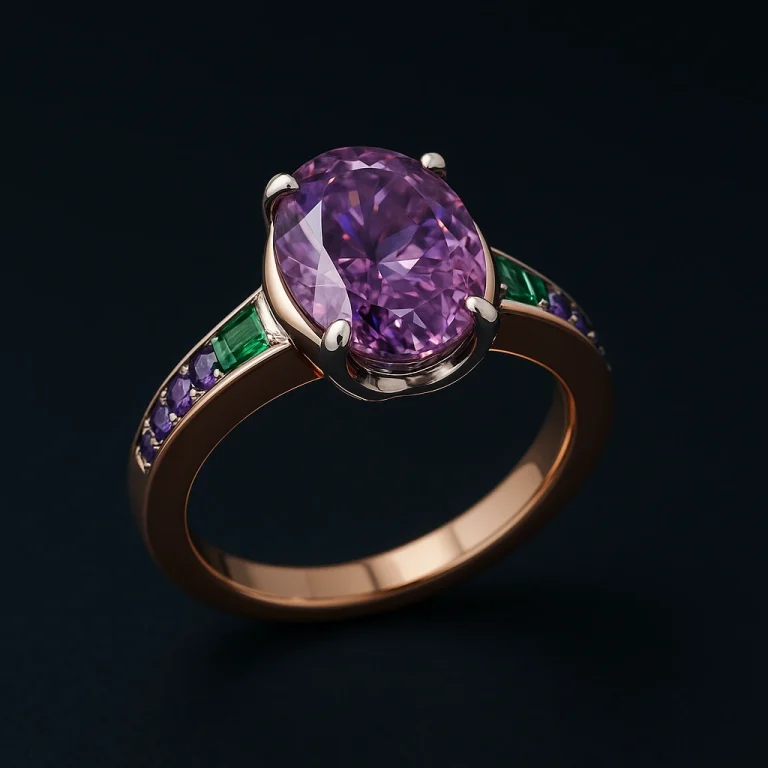 Aurelia rose-violet diamond tonneau cocktail ring